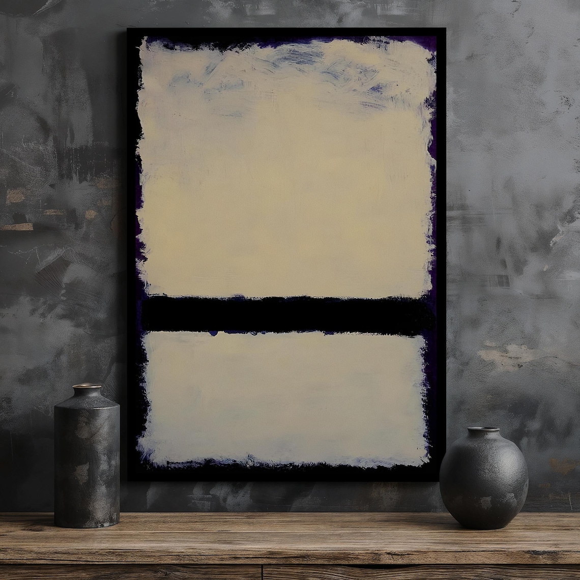 Mark Rothko Cream And Black Minimal Color Block Abstract Poster