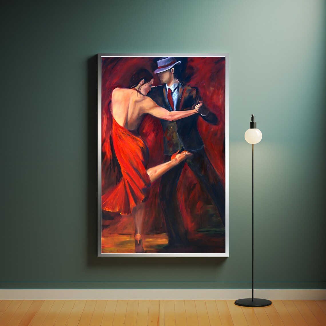 Passionate Tango Couple Dancing Woman In Red Dress Painting Art Poster - Image 4