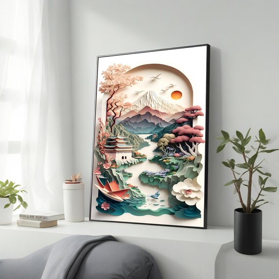 Chinese Illustration Art Illustration Wall Art Ready To Hang Decoration Chinese Wall Decor Framed Artwork Gift