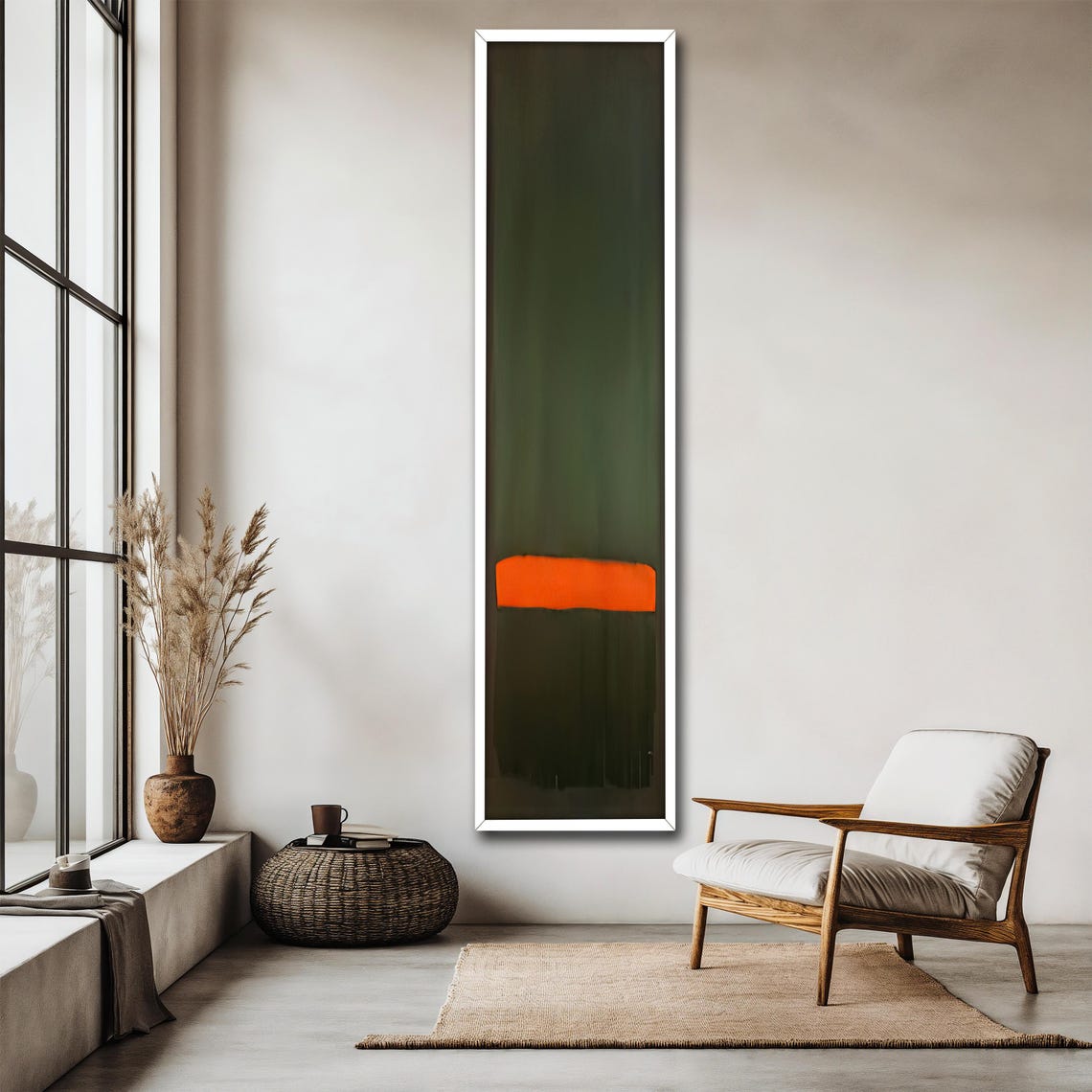 Rothko Style Olive Green Orange Minimalist Abstract Art Poster - Image 2