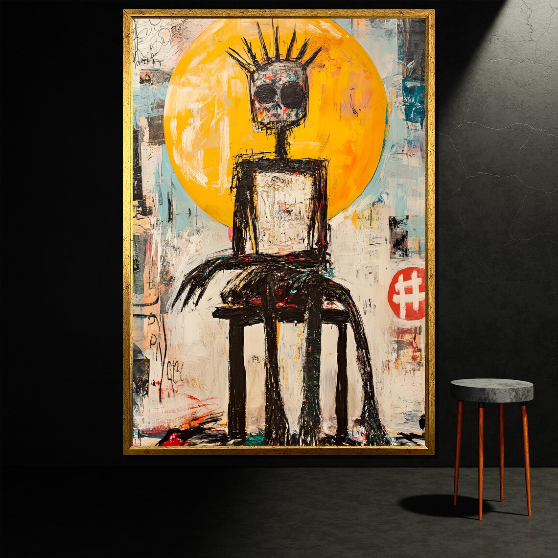 Jean Basquiat Painting Abstract Graffiti Art Modern Street Art Decor Basquiat Large Expressionist Wall Art Unique Gift