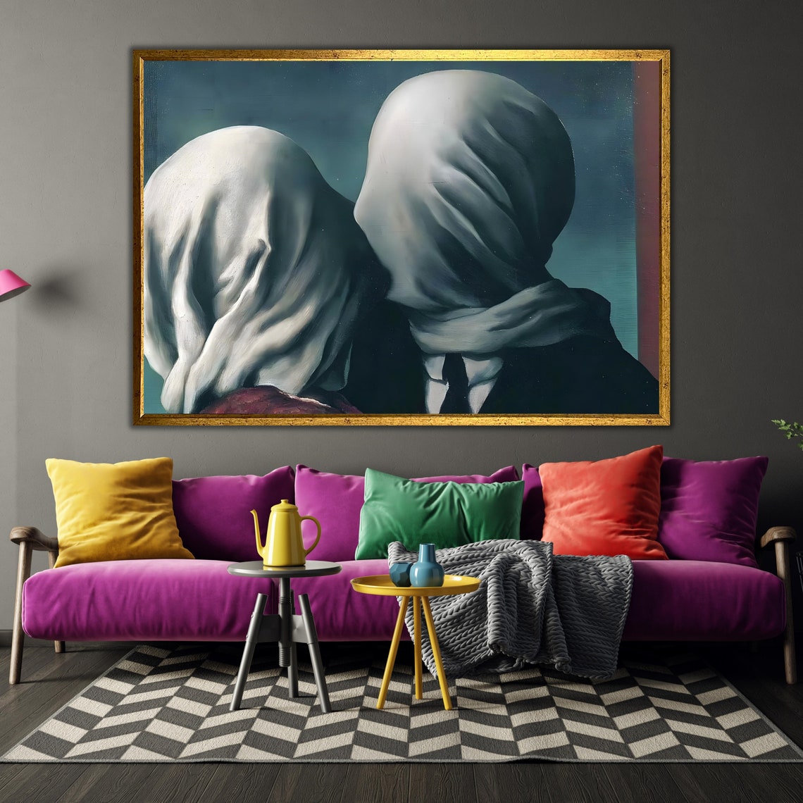 Rene Magritte The Lovers Surrealist Veiled Couple Embrace Art Print - Image 3