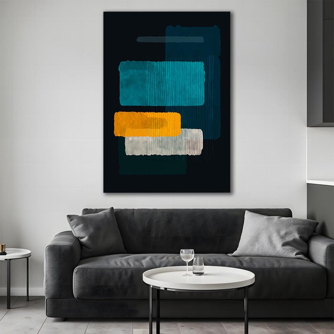 Modern Mark Rothko Abstract Painting Mark Rothko Artwor Teal And Yellow Wall Art Framed Home Decor Gift Idea - Image 4