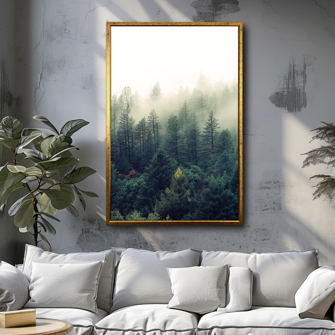 Misty Pine Forest Foggy Mountain Trees Serene Nature Travel Poster - Image 3