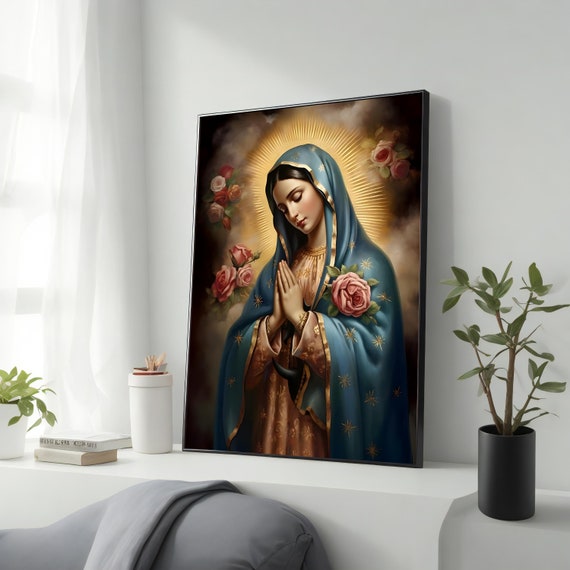 The Virgin Of Guadalupe Art Catholic Room Decor Framed Wall Art Religious Gift Ready To Hang Religious Artwork Gift Idea