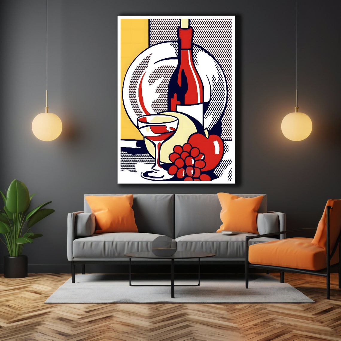 Red Wine Print Pop Art Wall Decor Modern Room Decor Red Wine Wall Decor Contemporary Artwork Interior Design Decor Unique Gift - Image 3