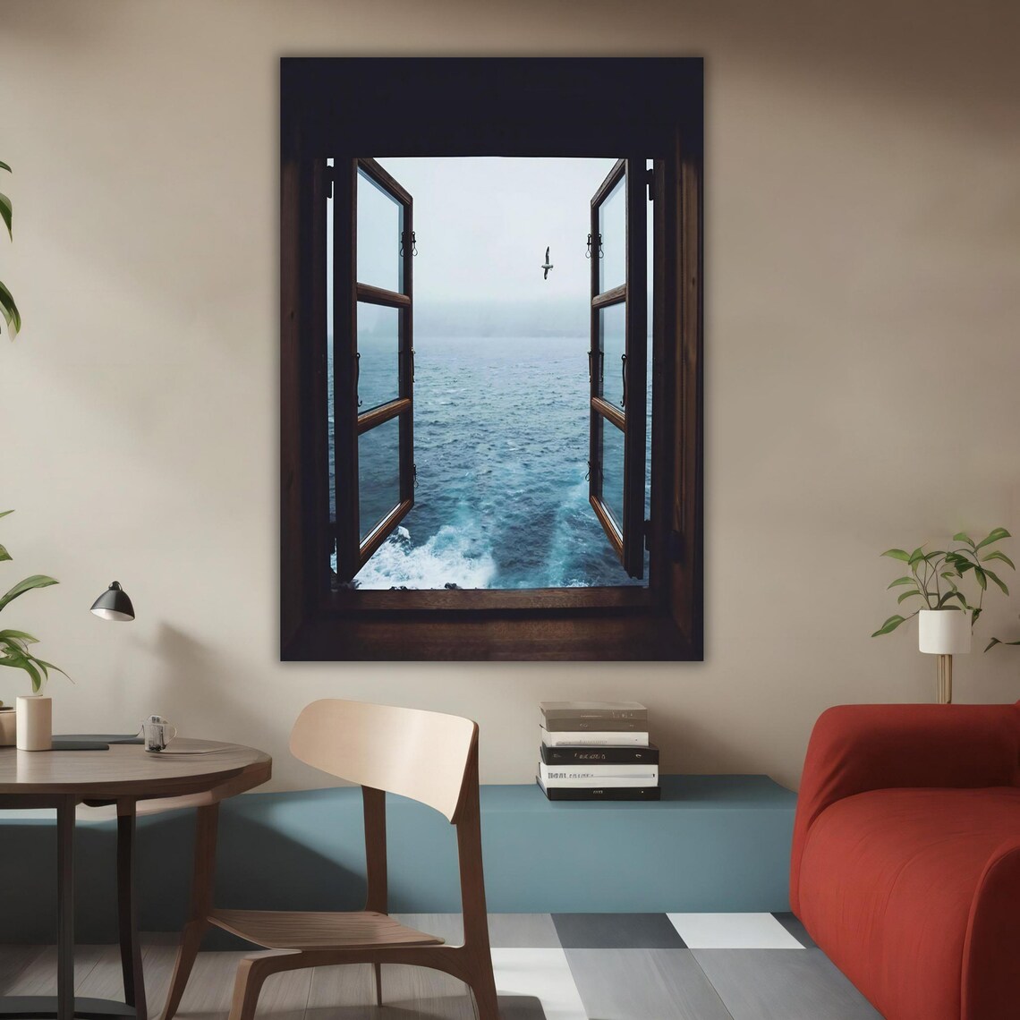 Ocean View Fake Window Art, Coastal Wall Decor - Image 4