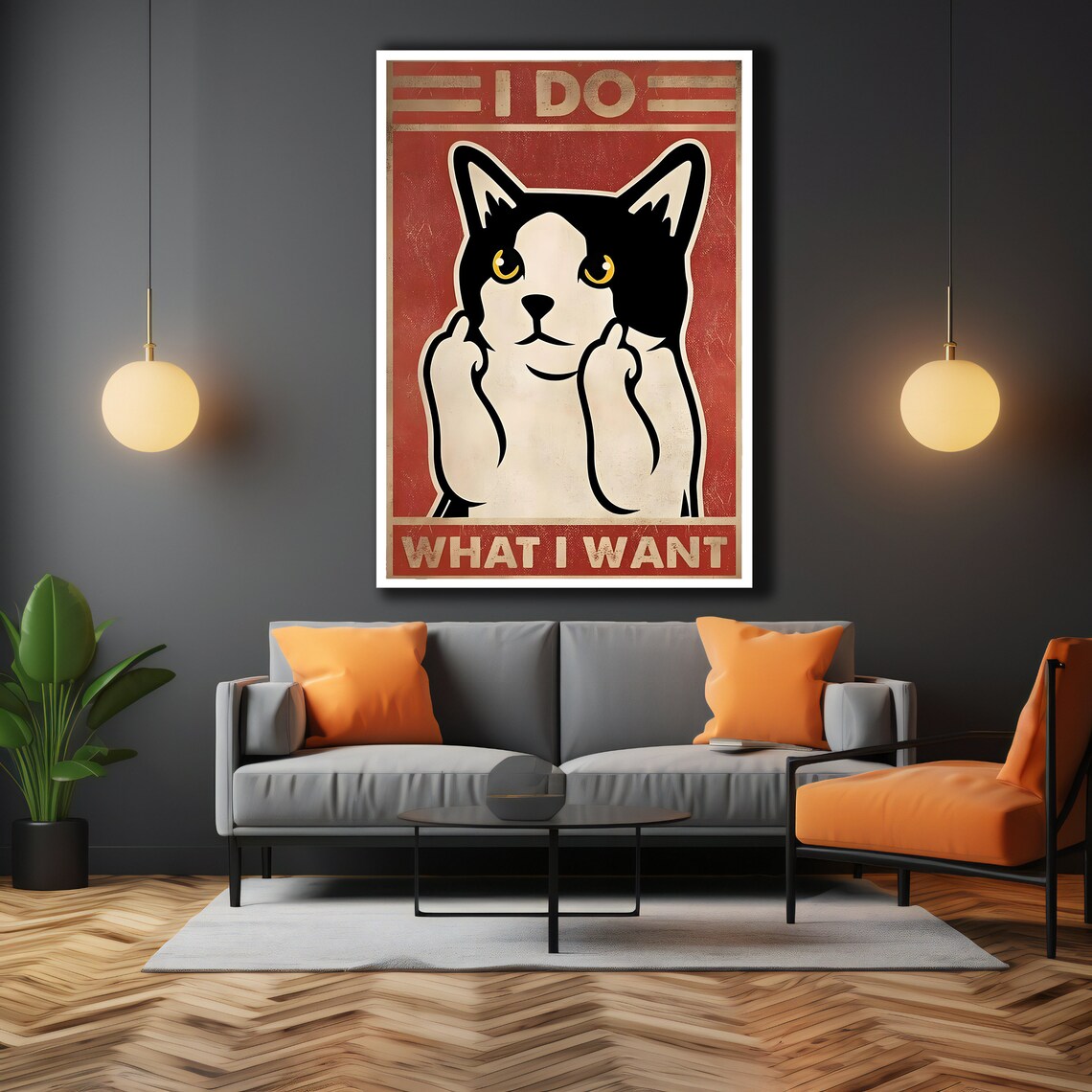 I Do What I Want Sassy Cat Vintage Style Humorous Retro Wall Art - Image 3