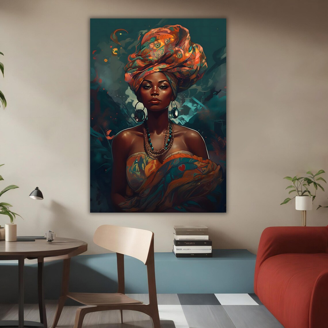 African Woman Ethnic Artistic Print Ready To Hang Wall Decor Framed African Artwork Unique Gift - Image 3