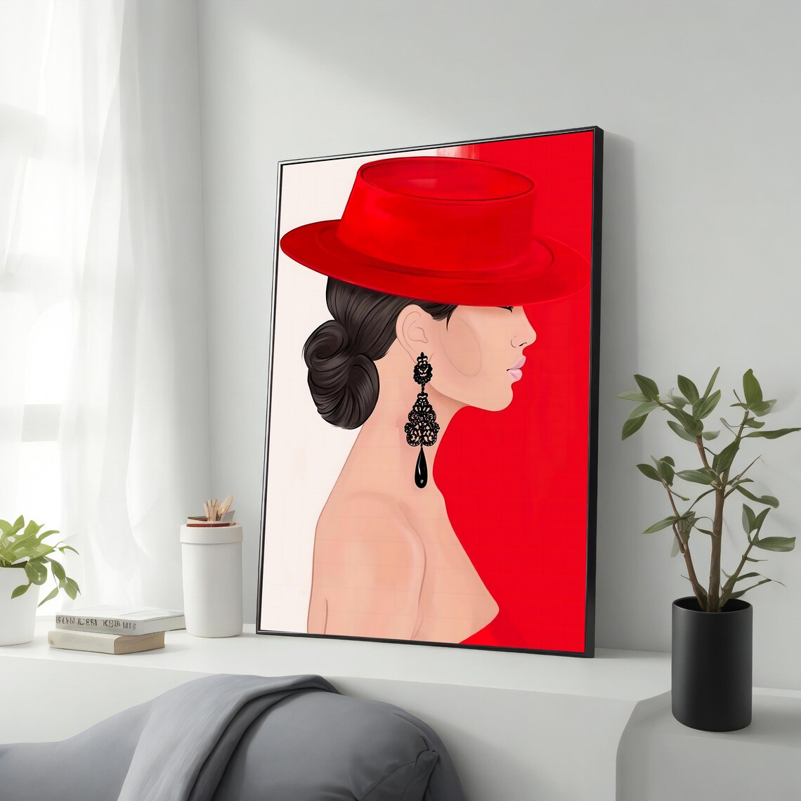 Woman Fashion Art Home Office Decor Ready To Hang Framed Woman Print Trendy Wall Art Fashionable Gift