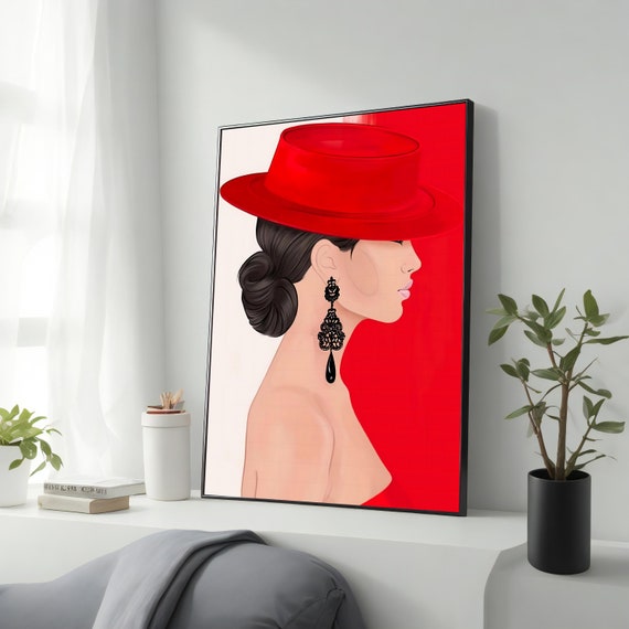 Woman Fashion Art Home Office Decor Ready To Hang Framed Woman Print Trendy Wall Art Fashionable Gift