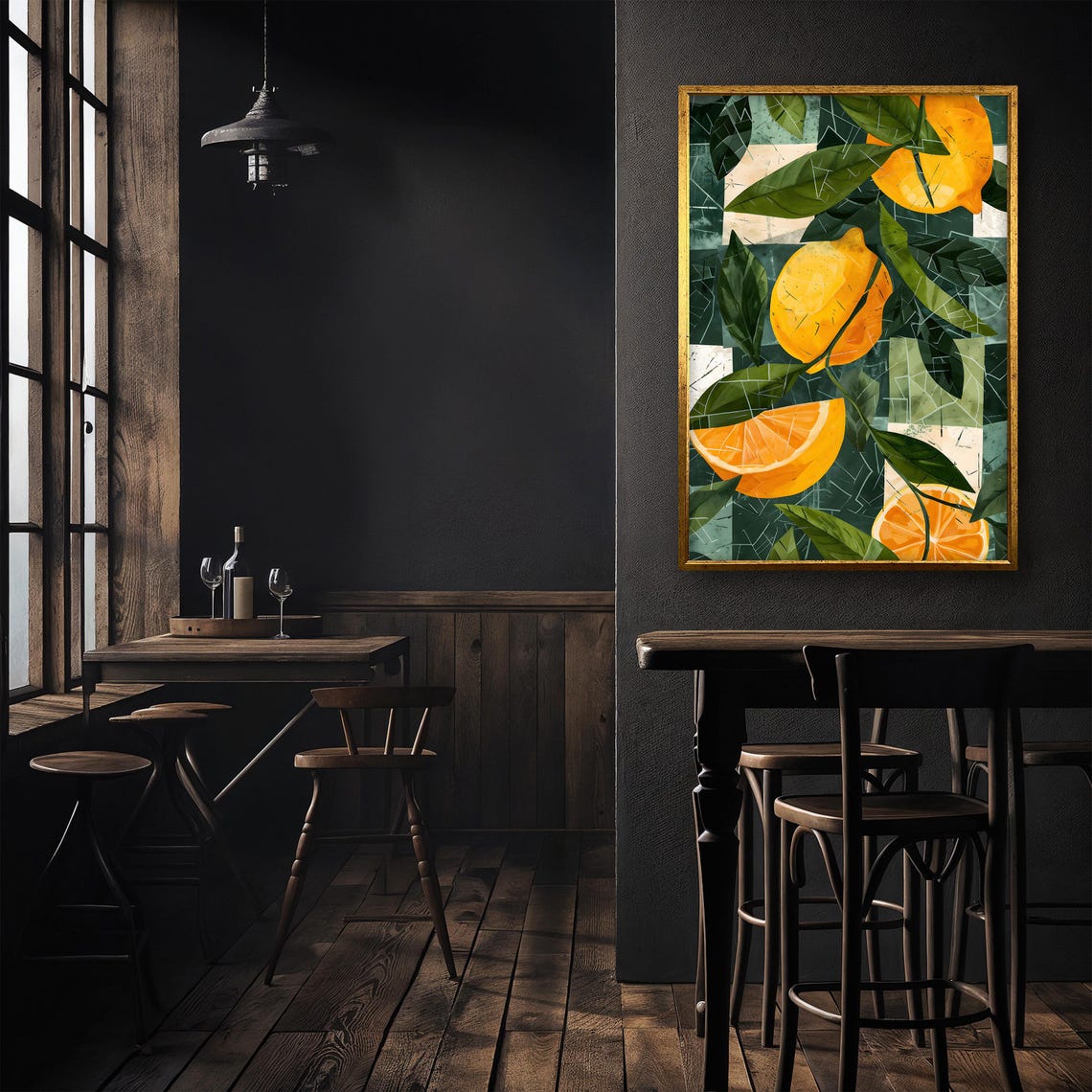 Lemon and Orange Citrus Branches Modern Botanical Kitchen Wall Art - Image 4