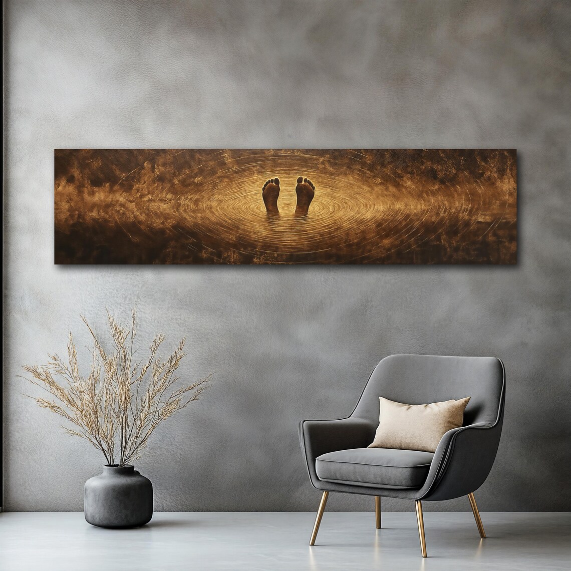Golden Feet Ripples Water Panoramic Tranquil Zen Spa Art Poster - Image 2