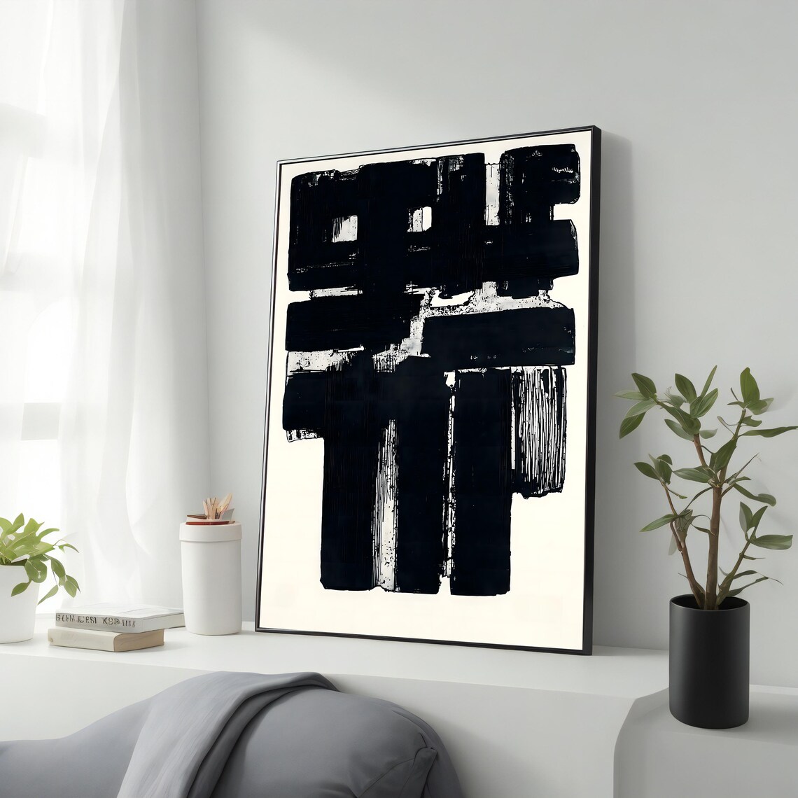 Pierre Soulages Wall Art Abstract Print Modern Home Decor Ready To Hang Framed Artwork Unique Gift