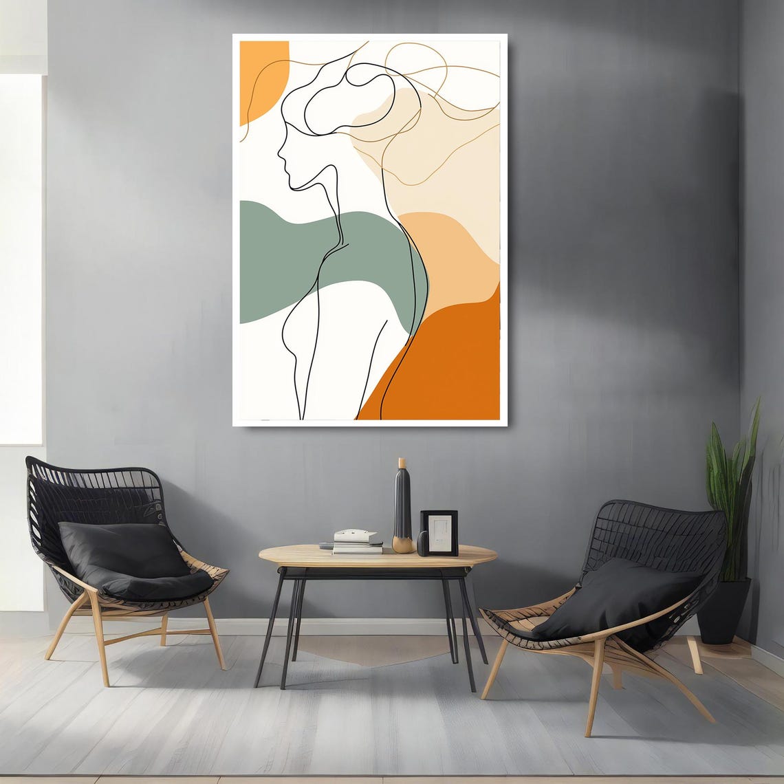 Minimalist Line Art Woman Terracotta Boho Abstract Face Poster - Image 2