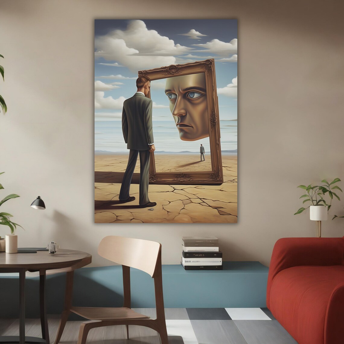 Reflection In The Mirror Surrealism Ready To Hang Artwork Modern Home Decor Unique Gift Modern Painting - Image 4