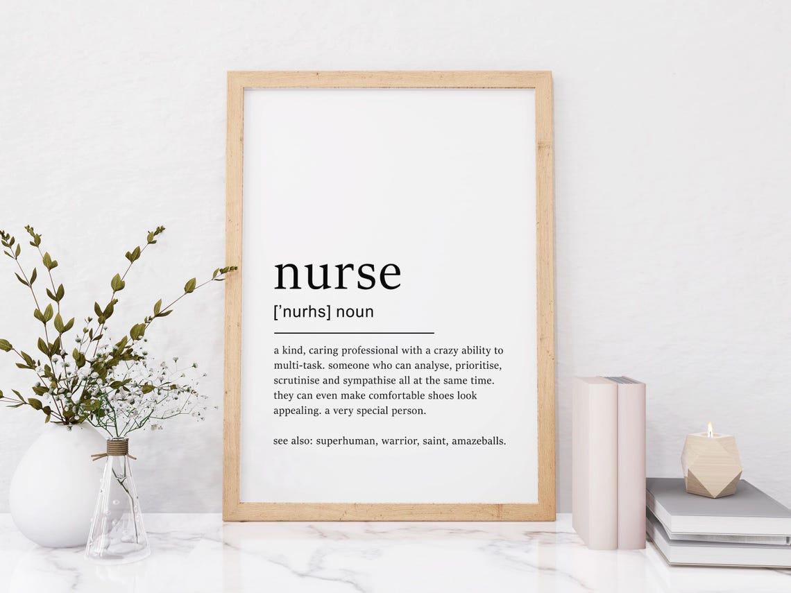 Nurse Definition Kind Caring Professional Appreciation Poster