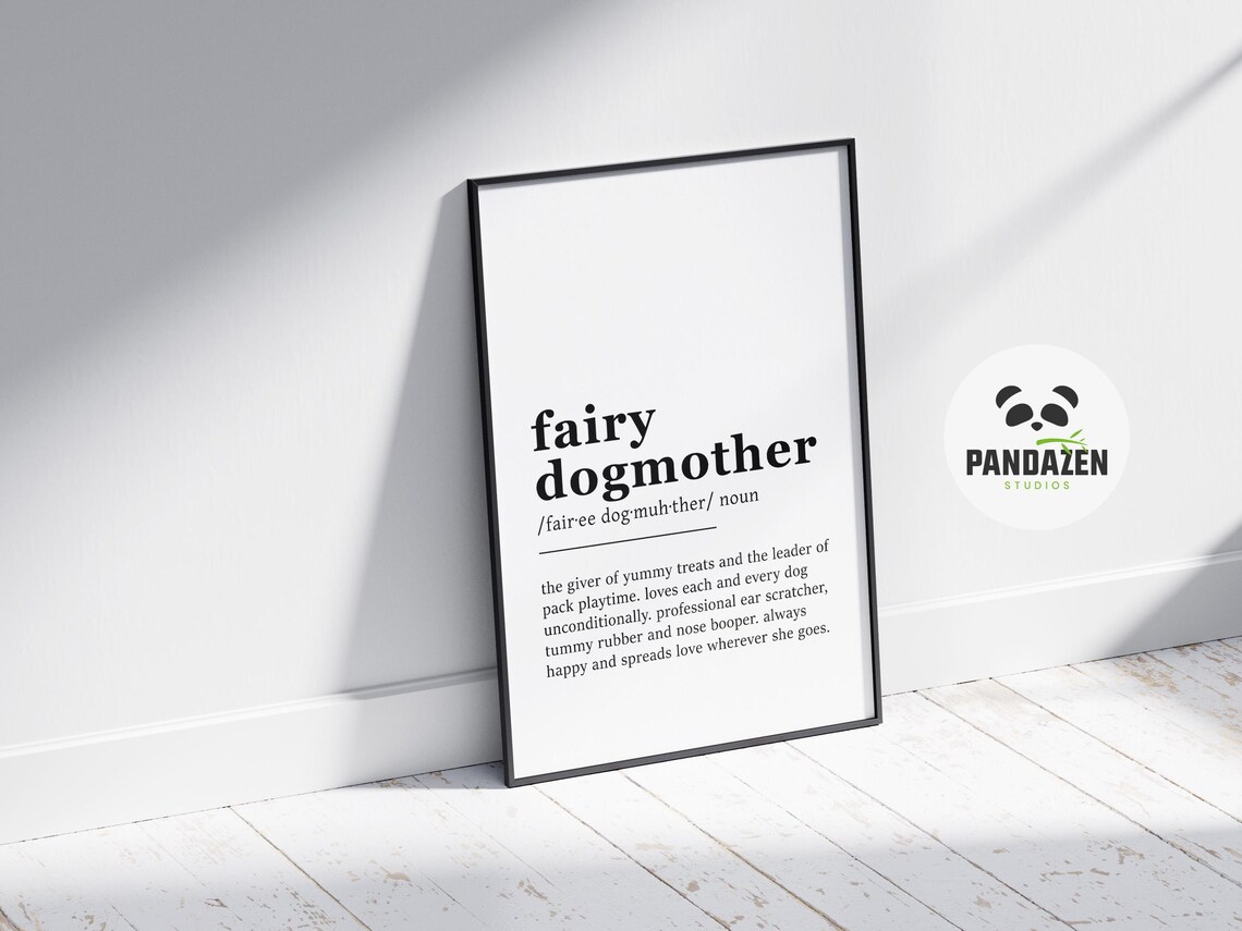Fairy Dogmother Definition Funny Typography Print Gift for Dog Sitters and Walkers - Image 6