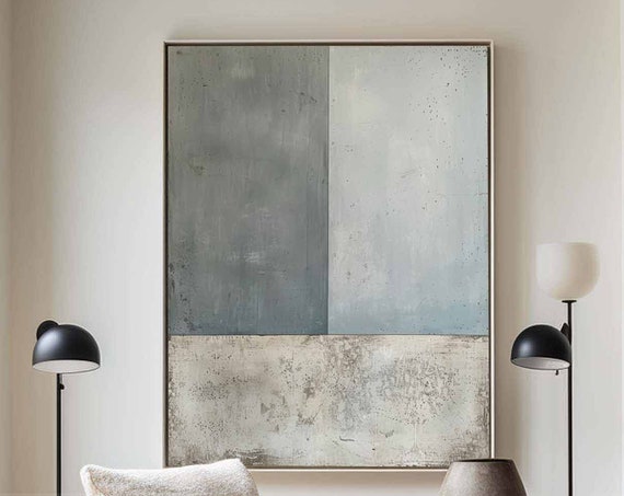 Large Blue Wall Art For Livingroom Wabi Sabi Wall Art Blue Beige Texture Painting Light Blue Minimalist Painting Neutral Wall Art