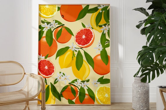 Citrus Kitchen Art Print, Lemon and Orange