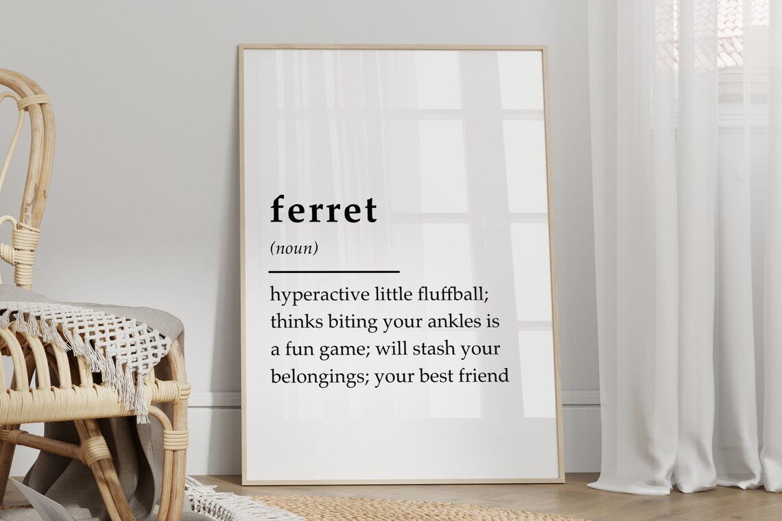 Ferret Definition Ferret Print, Living Room Wall Art