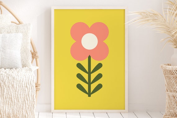Retro Flower Print, 70s Botanical Art Print