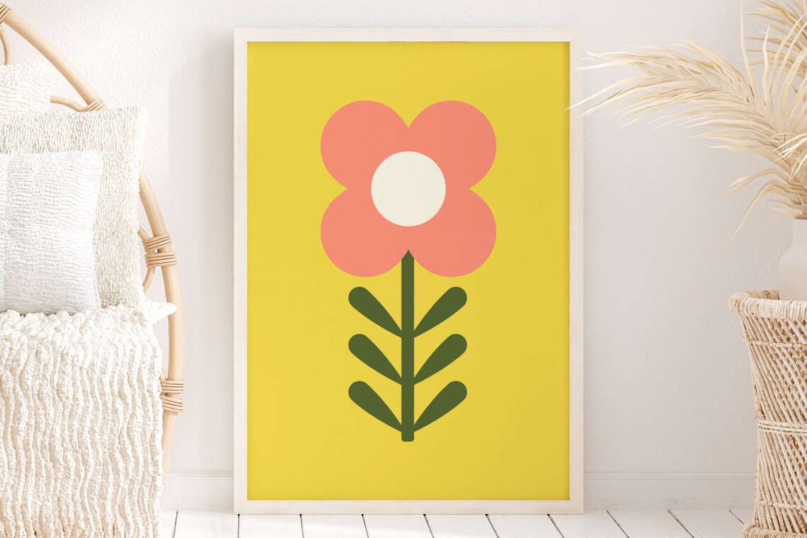 Retro Flower Print, 70s Botanical Art Print