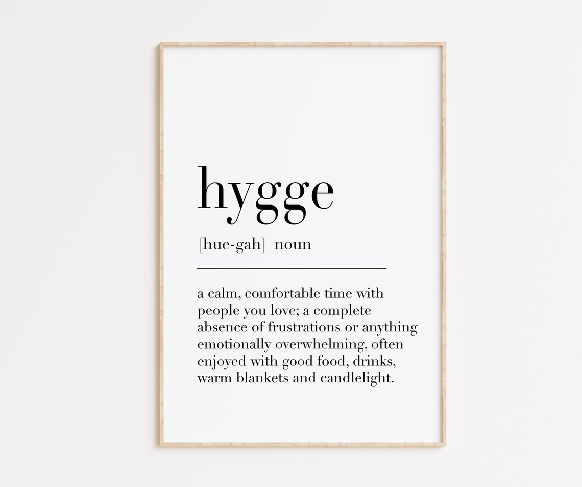 Hygge Noun Definition Cozy Scandinavian Comfort Lifestyle Poster