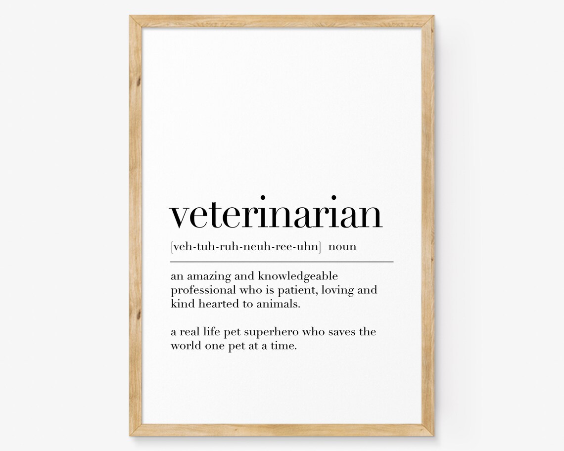 Veterinarian Definition Veterinarian Poster Veterinarian Quote Wall Art Vet Gifts Veterinarian Office Wall Art Decor Office Gifts