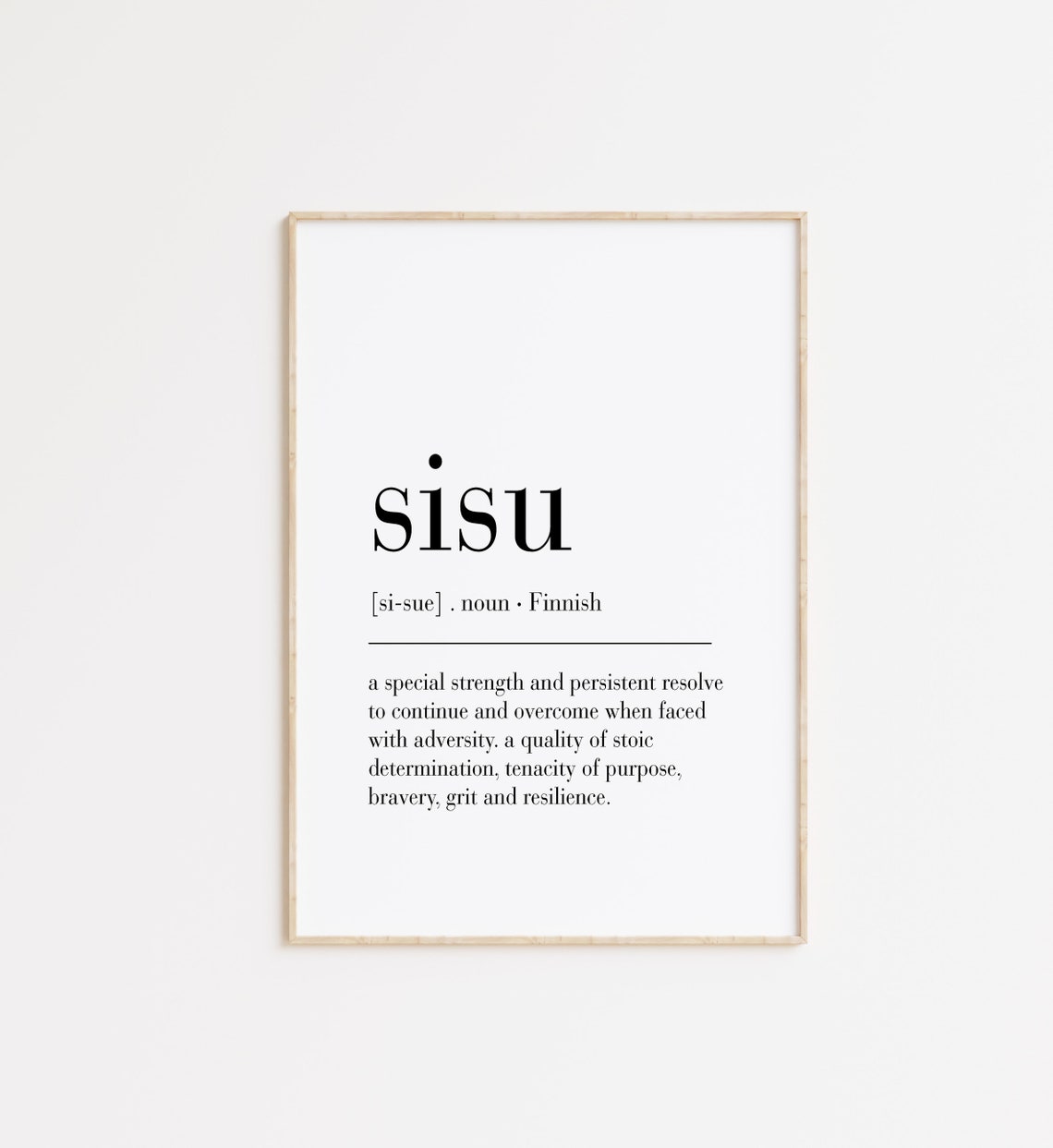 Sisu Finnish Definition Poster Strength Resilience Grit Quote Art