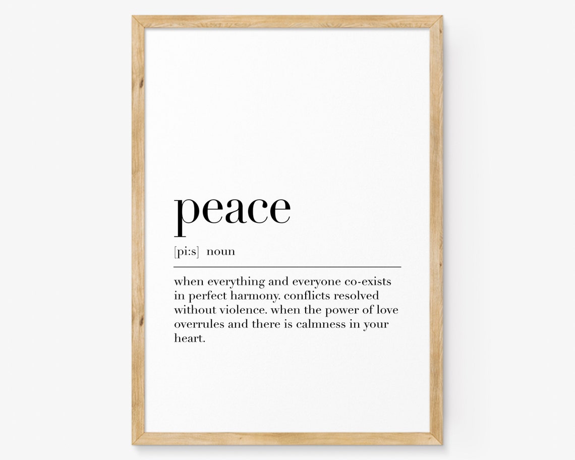 Peace Dictionary Definition Harmony Serene Calm Minimalist Poster