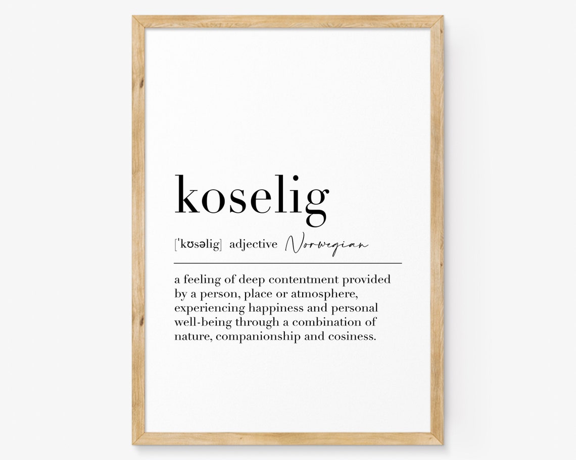 Koselig Norwegian Definition Poster for Cozy Hygge Home Wall Decor
