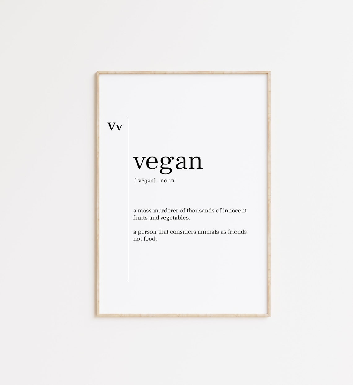 Vegan Noun Funny Definition Friends Not Food Plant Based Poster