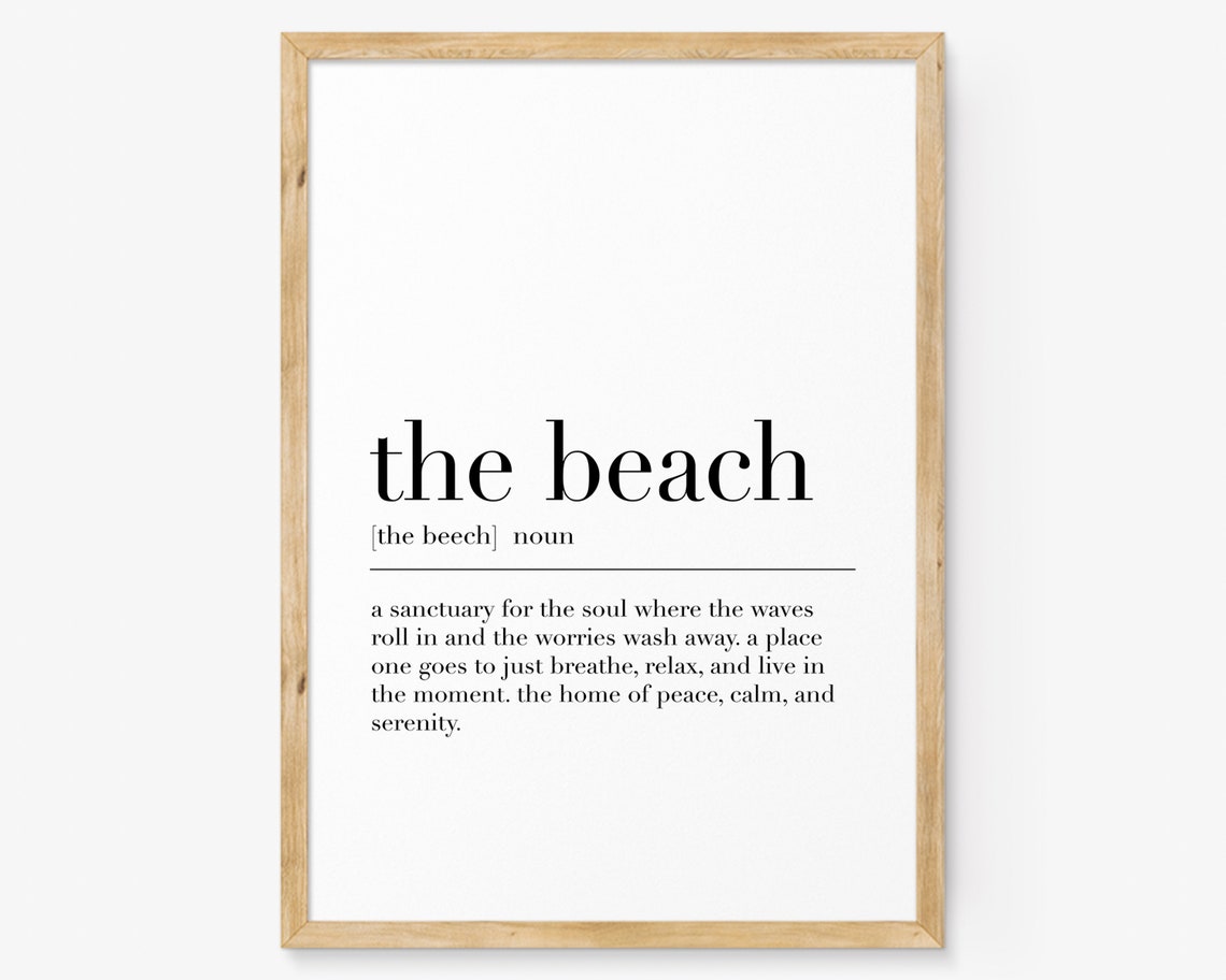 The Beach Definition Ocean Relaxation Waves Dictionary Quote Poster