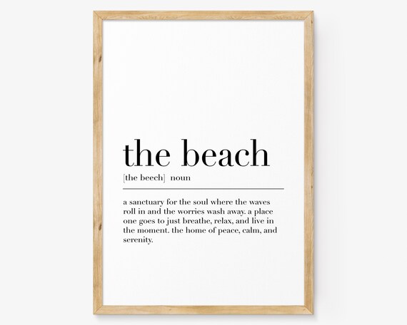 The Beach Definition Ocean Relaxation Waves Dictionary Quote Poster
