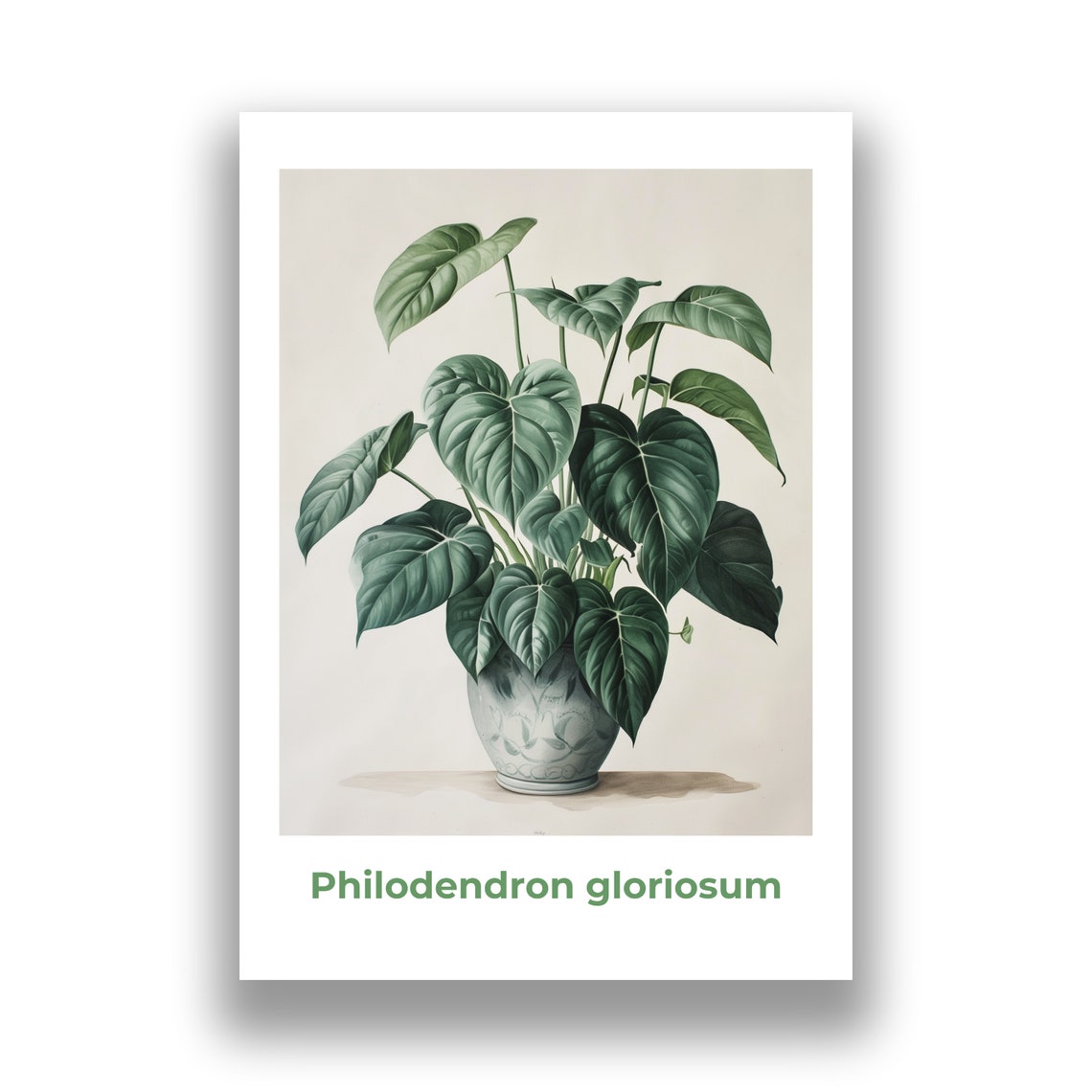 Philodendron Gloriosum Heart Leaf Watercolor Botanical Art Poster - Image 2