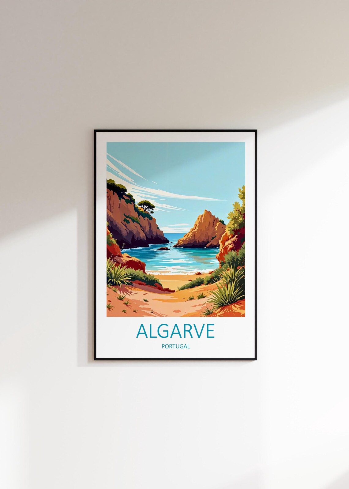 Algarve Portugal Golden Cliffs Secluded Cove Beach Travel Poster - Image 3