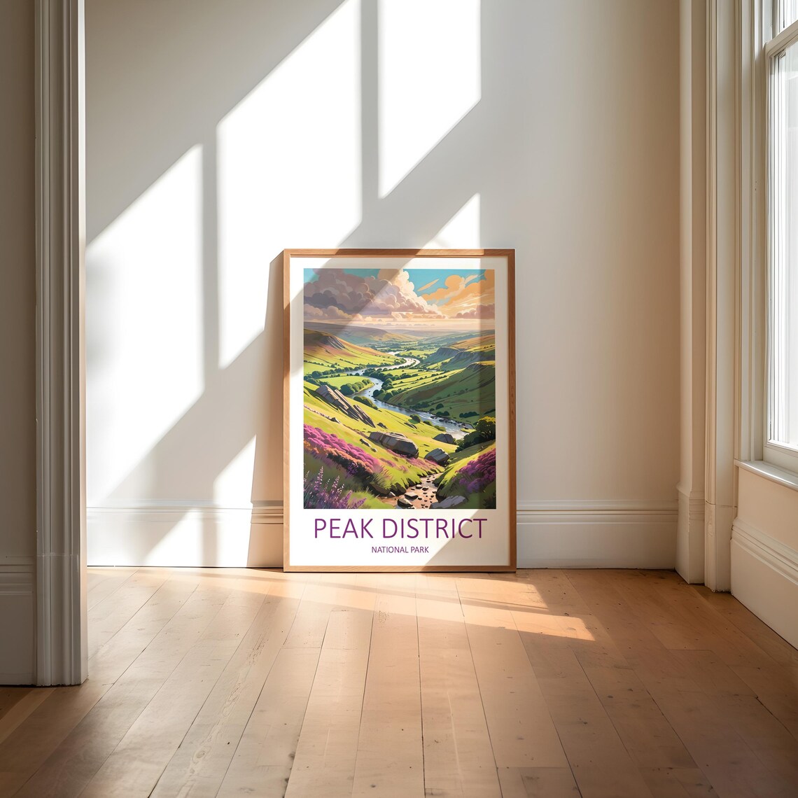 Peak District National Park Green Valley River Heather Hills Poster - Image 6