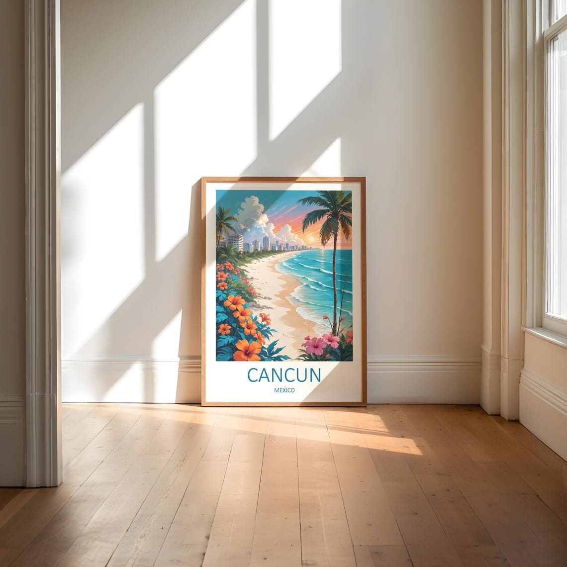 Cancun Mexico Tropical Beach Sunset Palm Paradise Shore Poster - Image 6