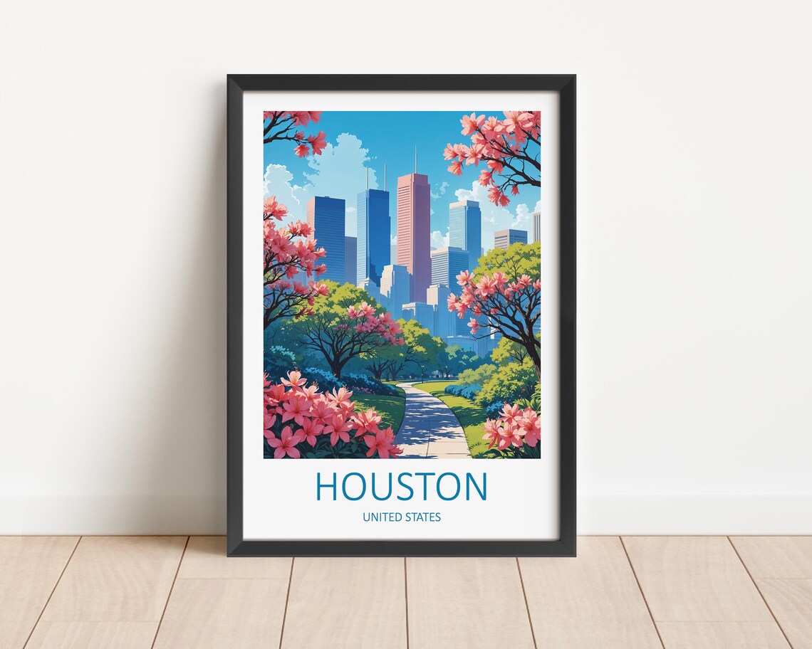 Houston Print Houston Texas Texas Wall Art Houston Poster Usa Travel Print Texas Print America Gift United States Travel Wall Print