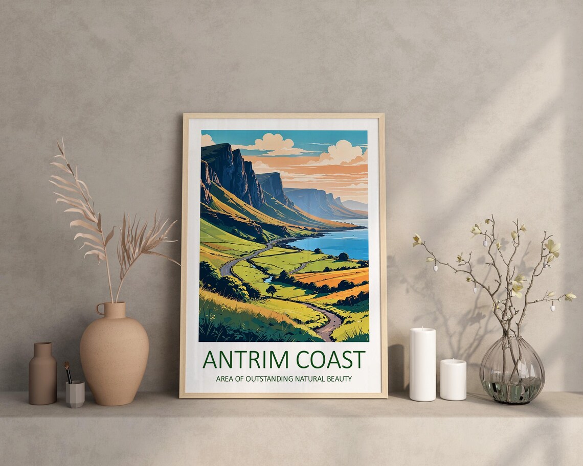 Antrim Coast Northern Ireland Green Cliffs Scenic Drive Poster - Image 3