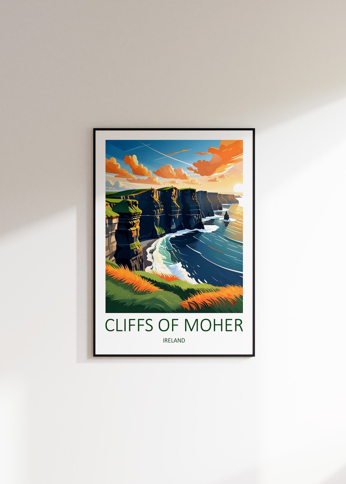 Cliffs of Moher Ireland Sea Cliffs at Sunset Over the Ocean Poster - Image 3