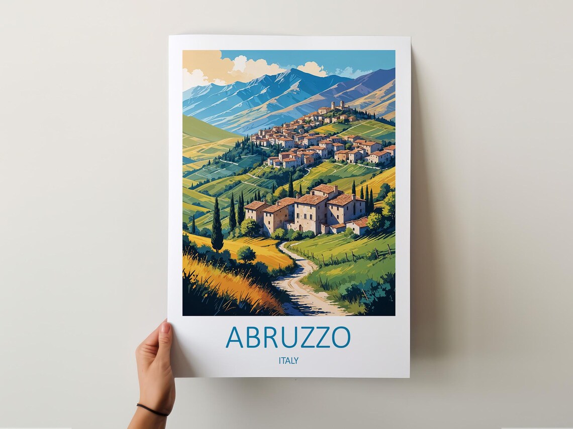 Abruzzo Italy Mountain Village Country Path Vintage Travel Poster - Image 5