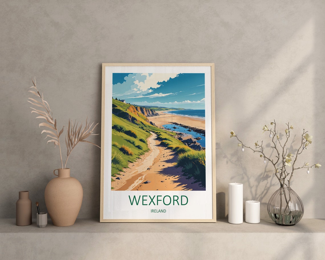 Wexford Ireland Coastal Path Green Cliffs Beach Travel Poster - Image 2