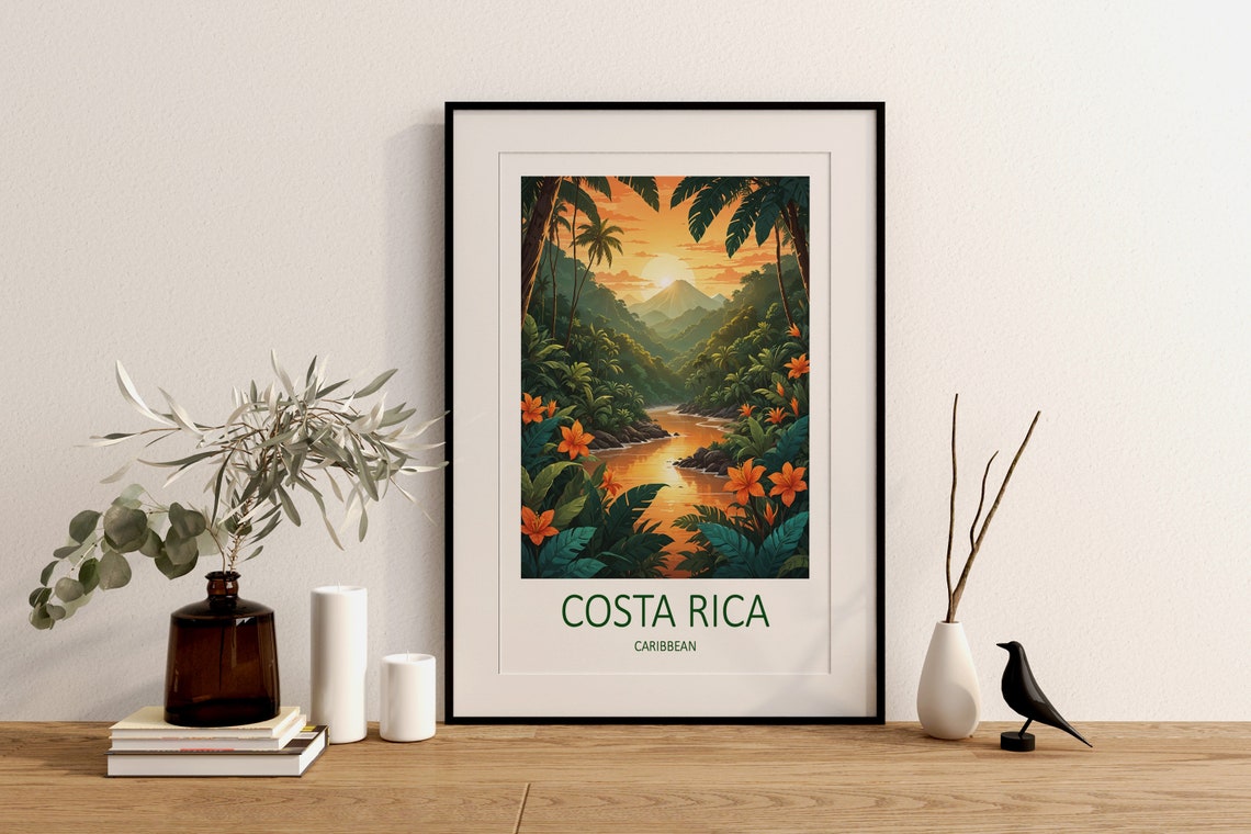Costa Rica Print Costa Rica Art Print Caribbean Poster Travel Gift Costa Rica Poster Caribbean Gifts Costa Rica Travel Print Tropical - Image 2
