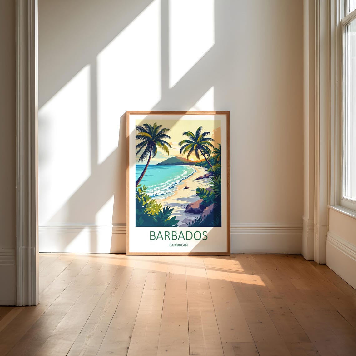 Barbados Caribbean Beach Sunset Palm Sailboat Paradise Shore Poster - Image 6
