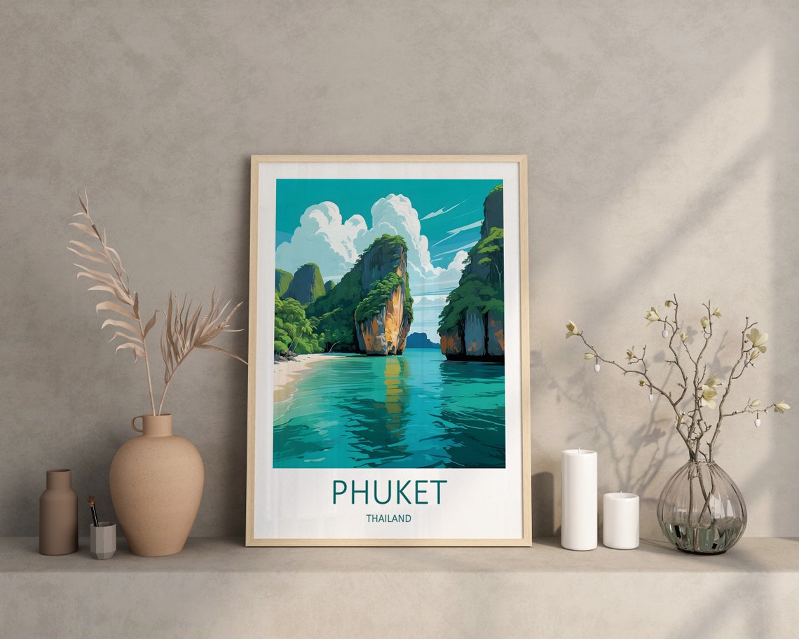 Phuket Thailand Limestone Karsts Rising From Emerald Lagoon Poster - Image 4