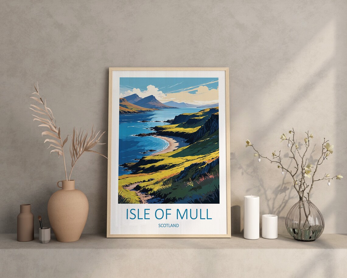 Isle Of Mull Scotland Green Cliff Cove Bay Vintage Travel Poster - Image 3