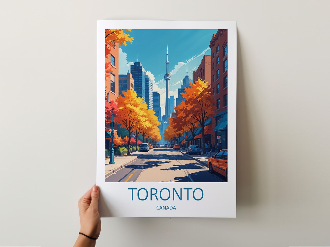 Toronto Canada Autumn Street CN Tower City View Travel Poster - Image 5