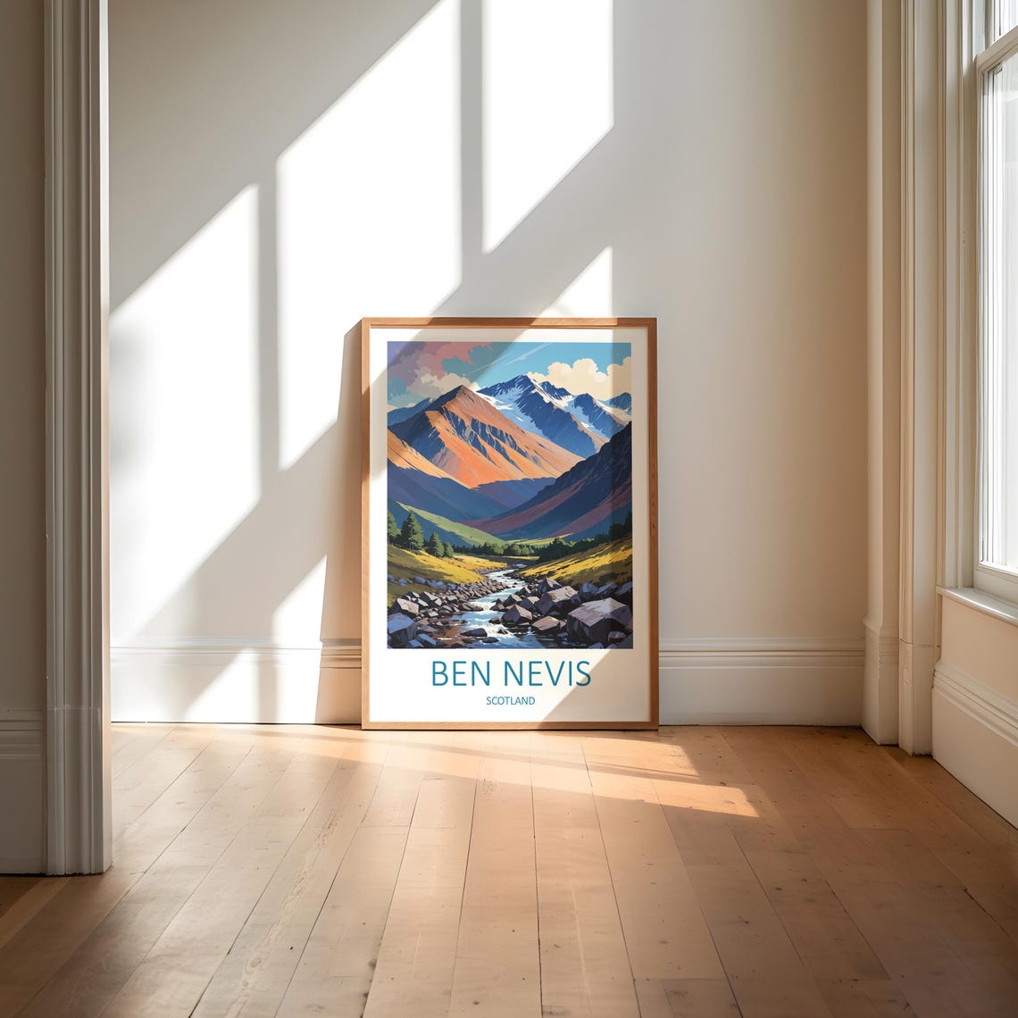 Ben Nevis Scotland Rocky River Valley Below Snow Capped Peak Poster - Image 6